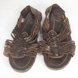 Frye Womens Open Toe Brown Leather Boho Sandals